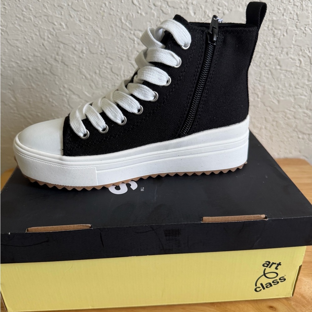 Art Class Kids Blakely High-Top Side Zip Fashion School Sneakers Black Size 13